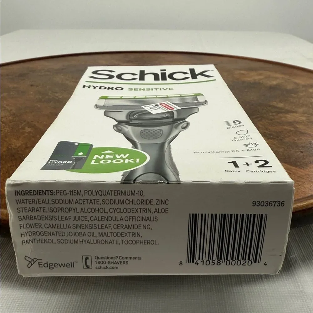 Schick Hydro Sensitive Razor + 2 Cartridges 5 Blades